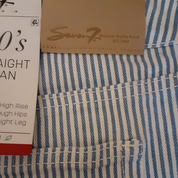 Seven7 Blue Stripe 90's Straight Jeans - Picture 6 of 7
